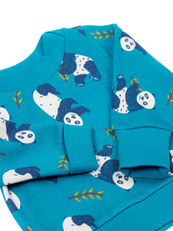 Frugi Kids' Cotton Easy On Printed Jumper, Panda Pals - view 2, Panda Pals