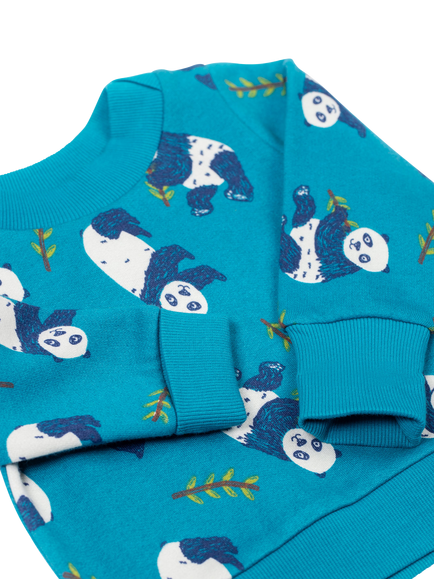 Frugi Kids' Cotton Easy On Printed Jumper, Panda Pals - view 2, Panda Pals