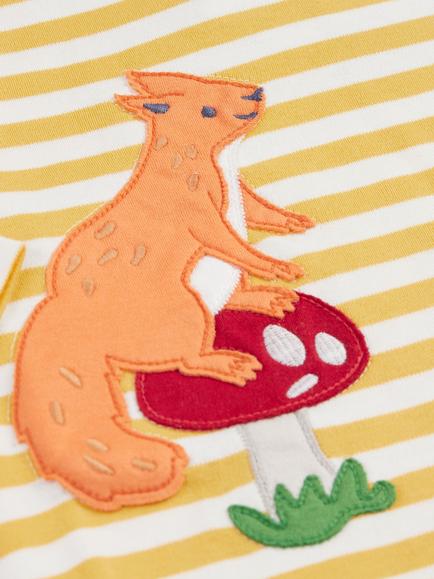 Frugi Kids' Frankie Cotton Top and Joggers Set, Bumblebee/Squirrel - view 2, Bumblebee/Squirrel