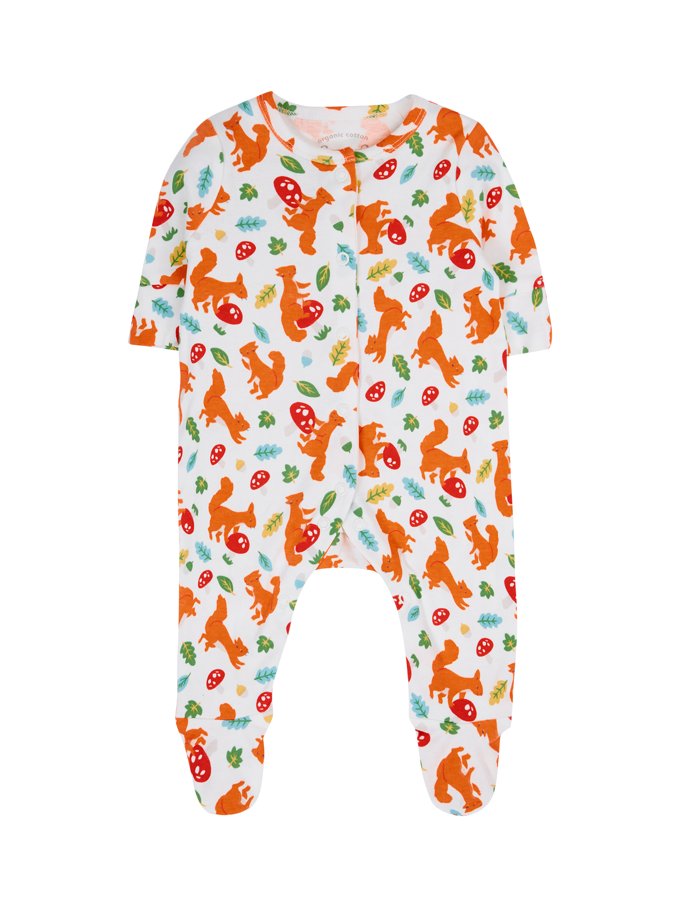 Product image 3 of 5, which shows Frugi Baby Scrumptious Babygrow & Cardigan Set, Squirrel Friends, 0-3 months