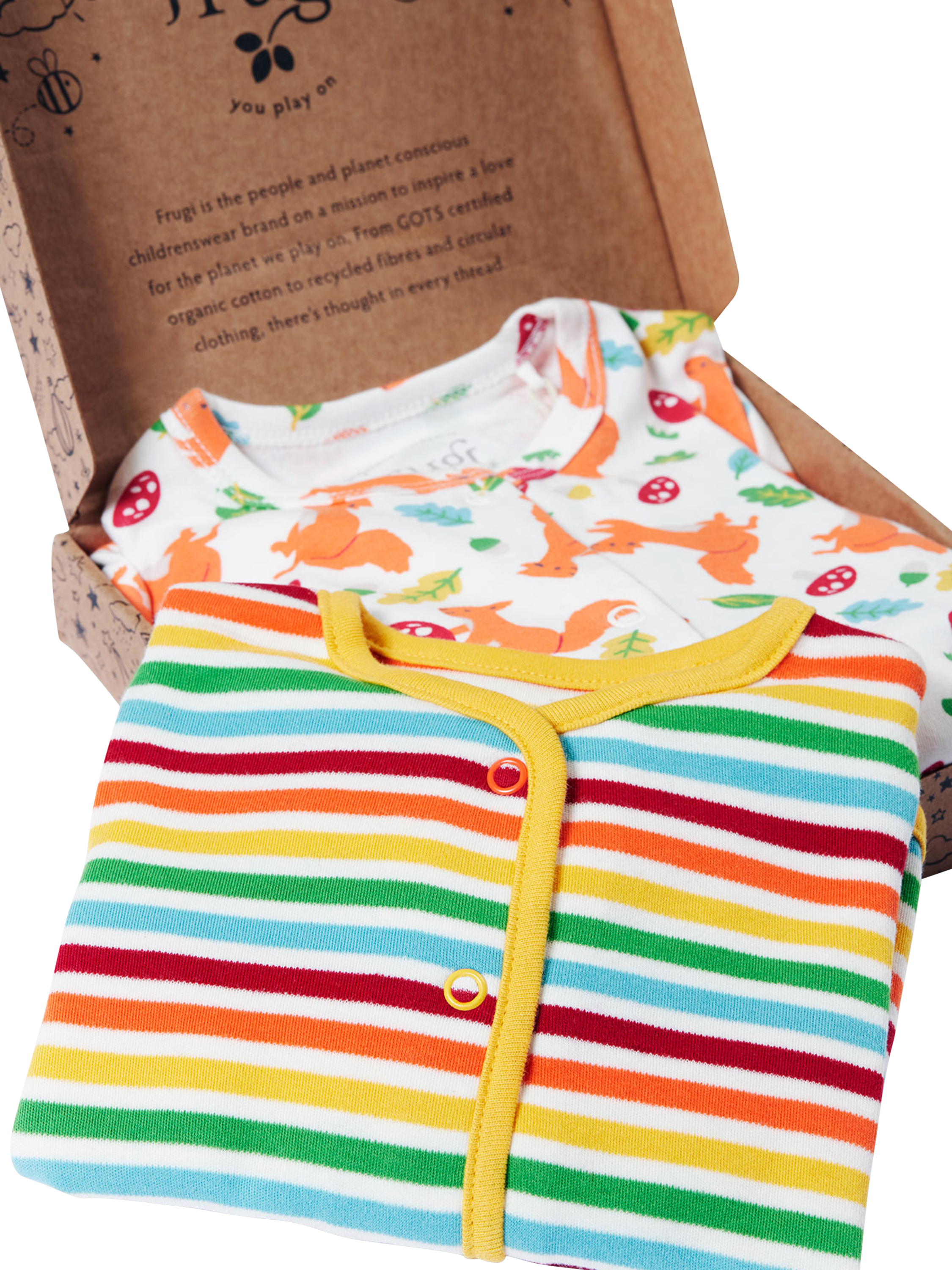 Product image 4 of 5, which shows Frugi Baby Scrumptious Babygrow & Cardigan Set, Squirrel Friends, 0-3 months
