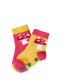 Frugi Kids' Cotton Blend Grippy Socks, Pack of 2, Wild Woods Multipack - view 2, Wild Woods Multipack