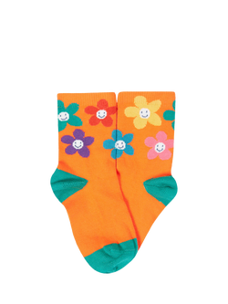 Frugi Kids' Cotton Blend Little Socks, Pack of 3, Fun Flowers Multi - view 2, Fun Flowers Multi