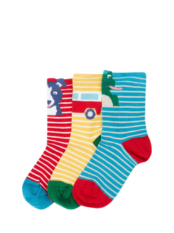 Frugi Kids' Cotton Blend Little Socks, Pack of 3, Multi, Multi