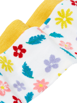 Frugi Kids' Norah Cotton Blend Tights, Pack of 2, Bumblebee/Flowers - view 2, Bumblebee/Flowers