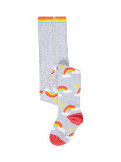 Frugi Baby Norah Organic Cotton Tights, Grey Marl/Rainbow