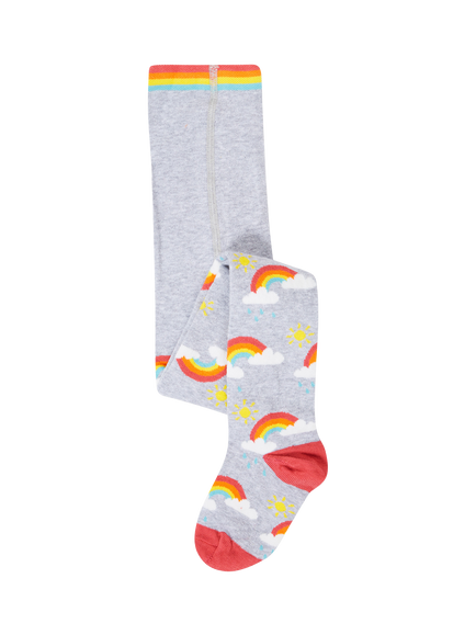 Frugi Baby Norah Organic Cotton Tights, Grey Marl/Rainbow