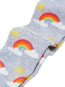 Frugi Baby Norah Organic Cotton Tights - view 2, Grey Marl/Rainbow