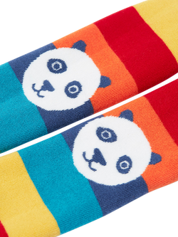 Fruigi Baby Cotton Blend Toasty Tights, Rainbow Stripe/Panda - view 2, Rainbow Stripe/Panda