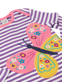 Frugi Baby Cotton Bobby Applique Long Sleeved T-Shirt, Violet/Butterfly - view 2, Violet/Butterfly