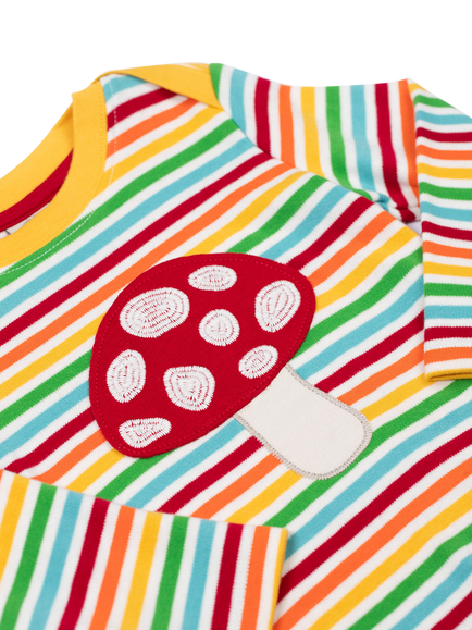 Frugi Kids' Orion Cotton Applique Top, Rainbow Breton/Fun-guy - view 2, Rainbow Breton/Fun-guy