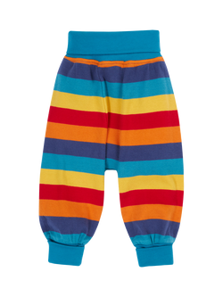 Frugi Baby Parsnip Organic Cotton Rainbow Joggers, Big Rainbow Stripe