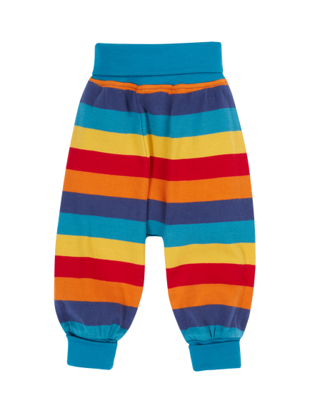 Frugi Baby Parsnip Organic Cotton Rainbow Joggers, Big Rainbow Stripe