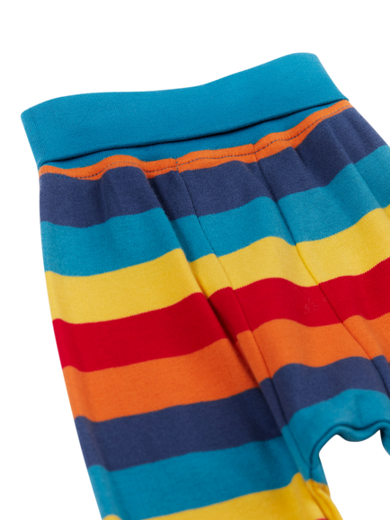 Frugi Baby Parsnip Organic Cotton Rainbow Joggers - view 2, Big Rainbow Stripe