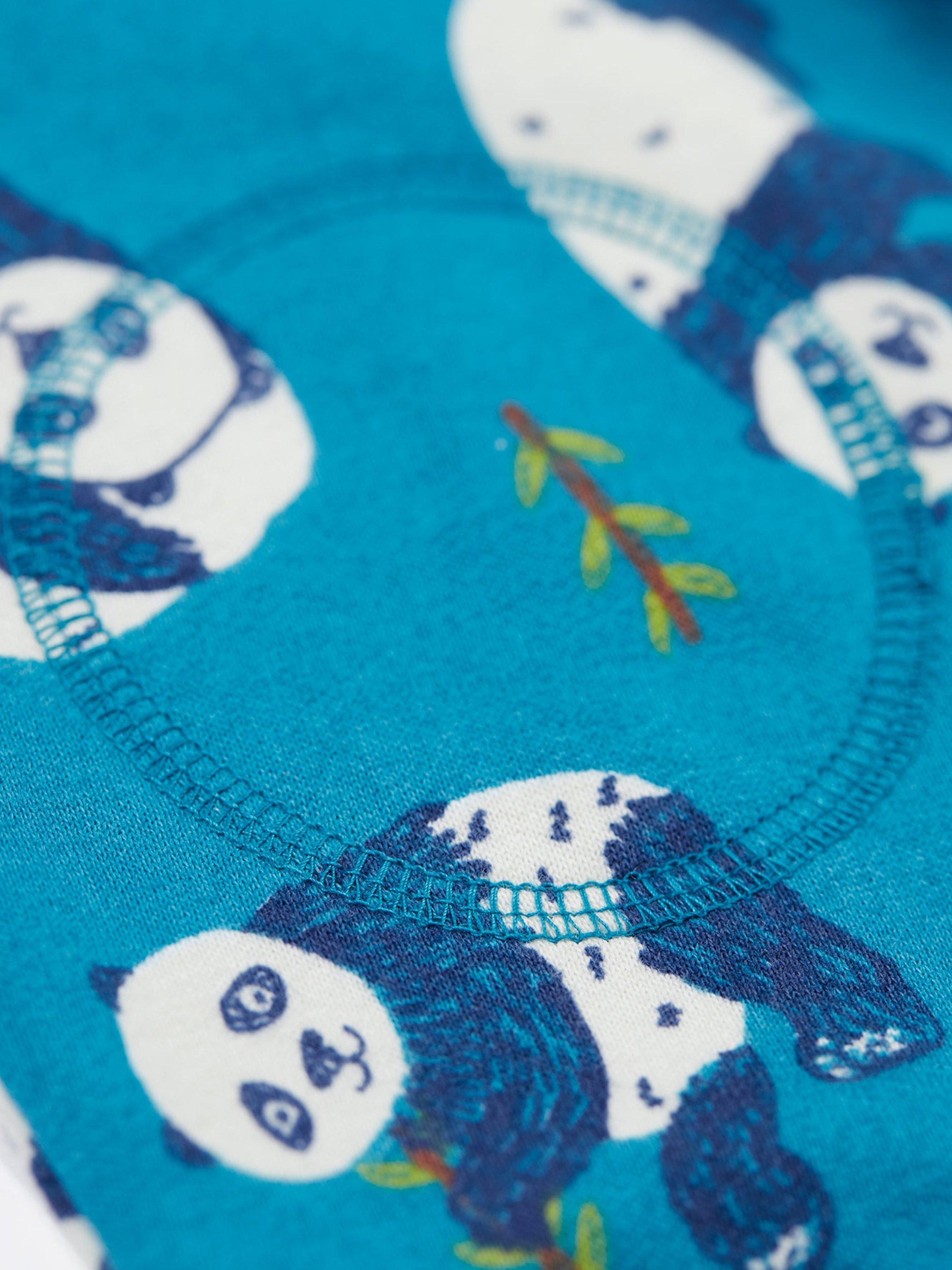 Product image 3 of 3, which shows Frugi Kids' Cotton Drawstring Snuggle Joggers, Panda Pals, 0-3 months
