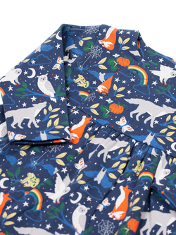 Frugi Kids' Kiki Cotton Kimono Smock Dress, Wild Spooks - view 2, Wild Spooks