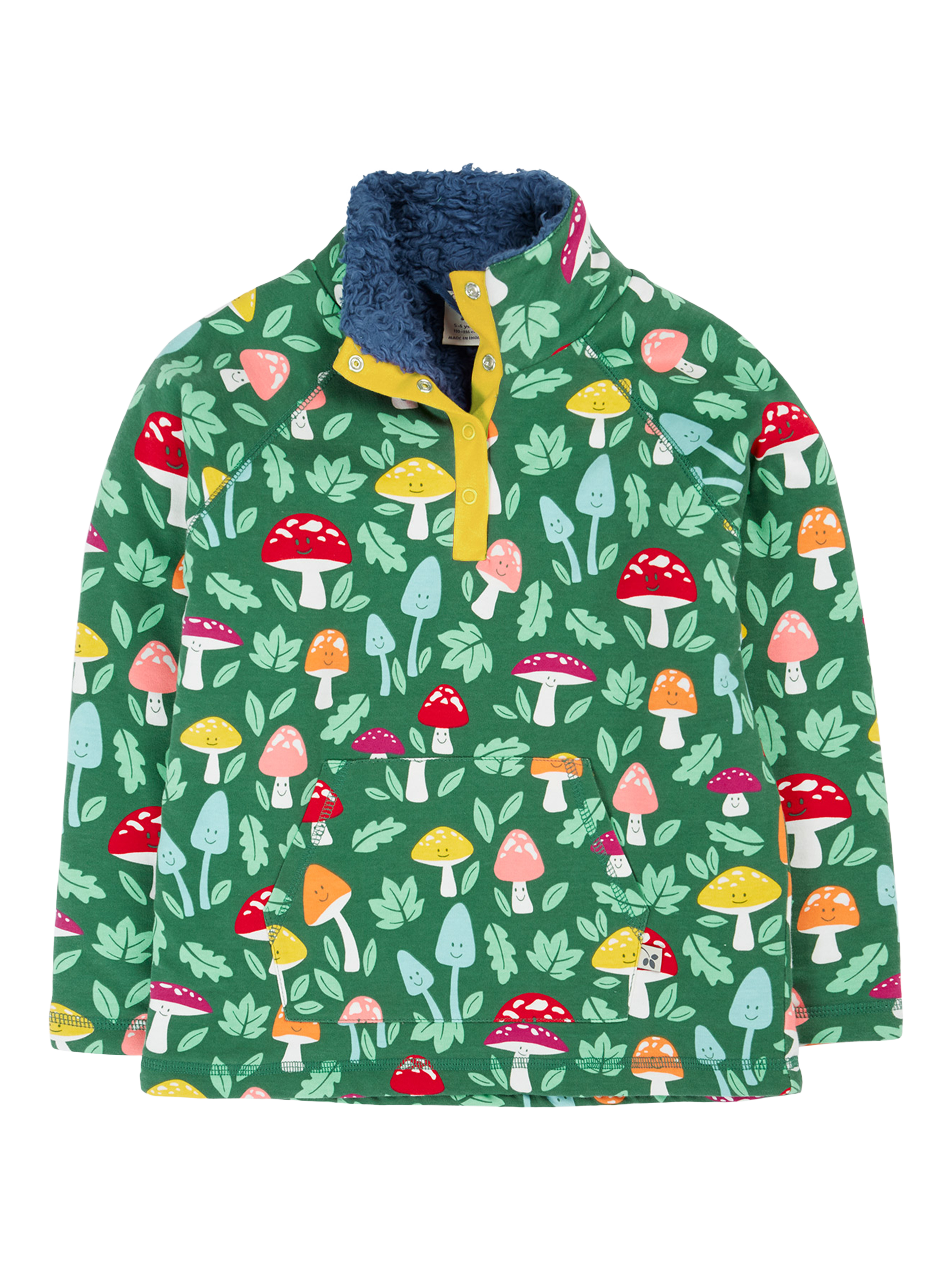 Product image 1 of 4, which shows Frugi Kids' Snuggle Fleece, Fun-guys, 9-12 months