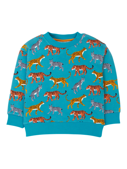 Frugi Kids' Cotton Long Sleeved Superb Sweatshirt, Wild Cats, Wild Cats