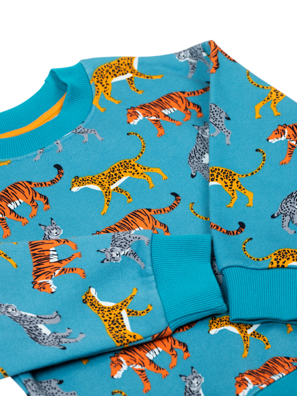 Frugi Kids' Cotton Long Sleeved Superb Sweatshirt, Wild Cats - view 2, Wild Cats