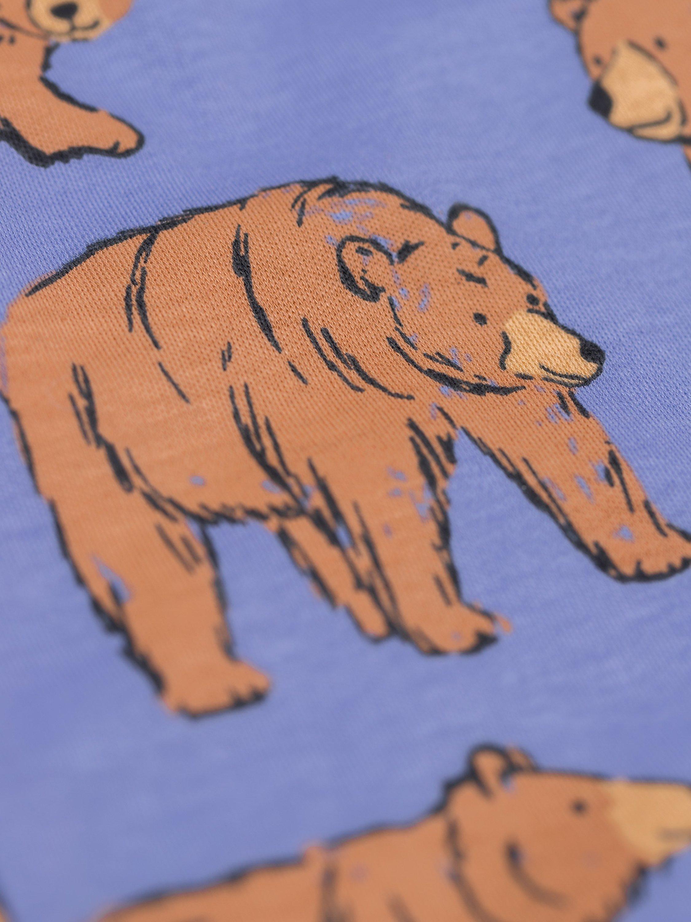 Product image 3 of 5, which shows Frugi Kids' Zelah Zip Up Sleepsuit, Grape Beary Wild, 0-3 months