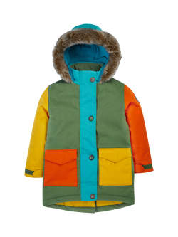 Frugi Kids' Penhale Fleece Lined Parka Coat, Multi, Multi
