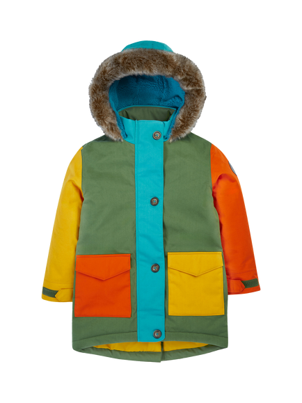Frugi Kids' Penhale Fleece Lined Parka Coat, Multi, Multi