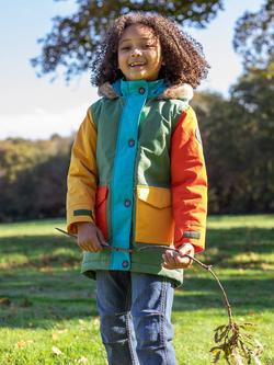 Frugi Kids' Penhale Fleece Lined Parka Coat, Multi - view 2, Multi