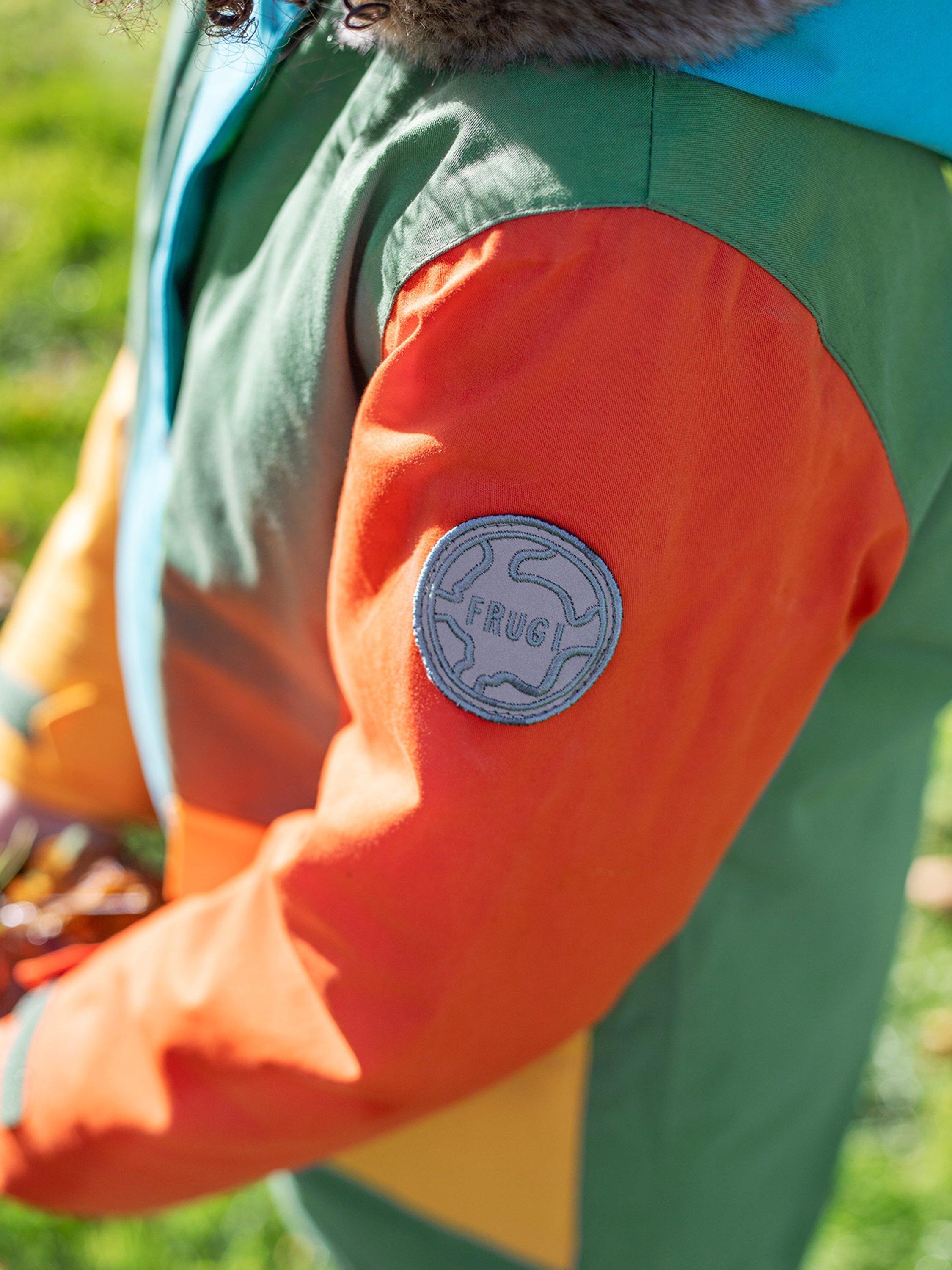 Product image 4 of 9, which shows Frugi Kids' Penhale Fleece Lined Parka Coat, Multi, 10-11 years