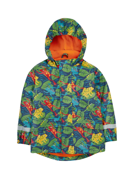 Frugi Kids' Print Puddle Buster Waterproof Coat, Be Hoppy!