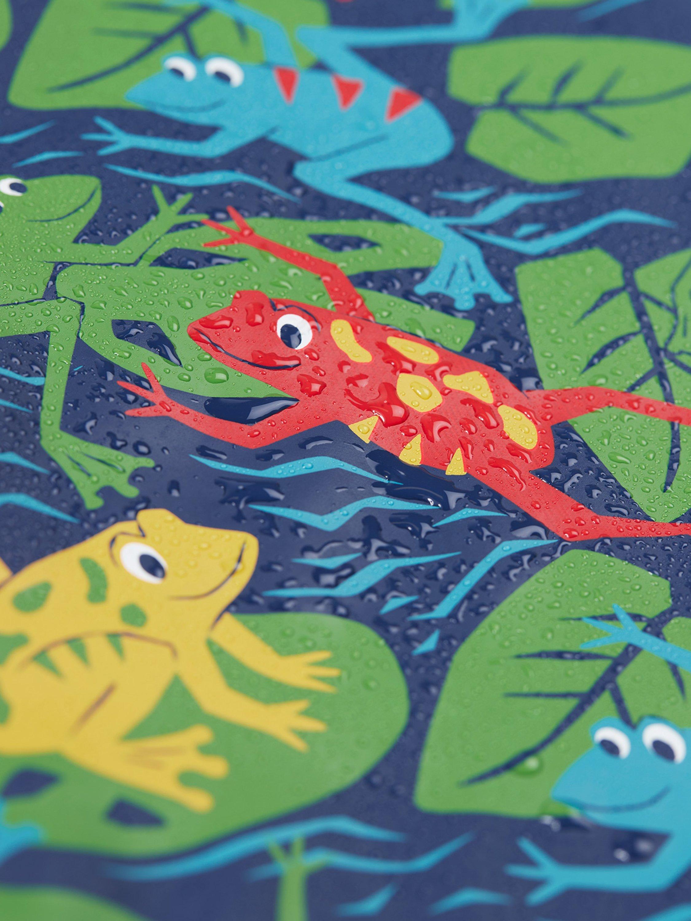 Product image 6 of 7, which shows Frugi Kids' Print Puddle Buster Waterproof Coat, Be Hoppy!, 1-2 years