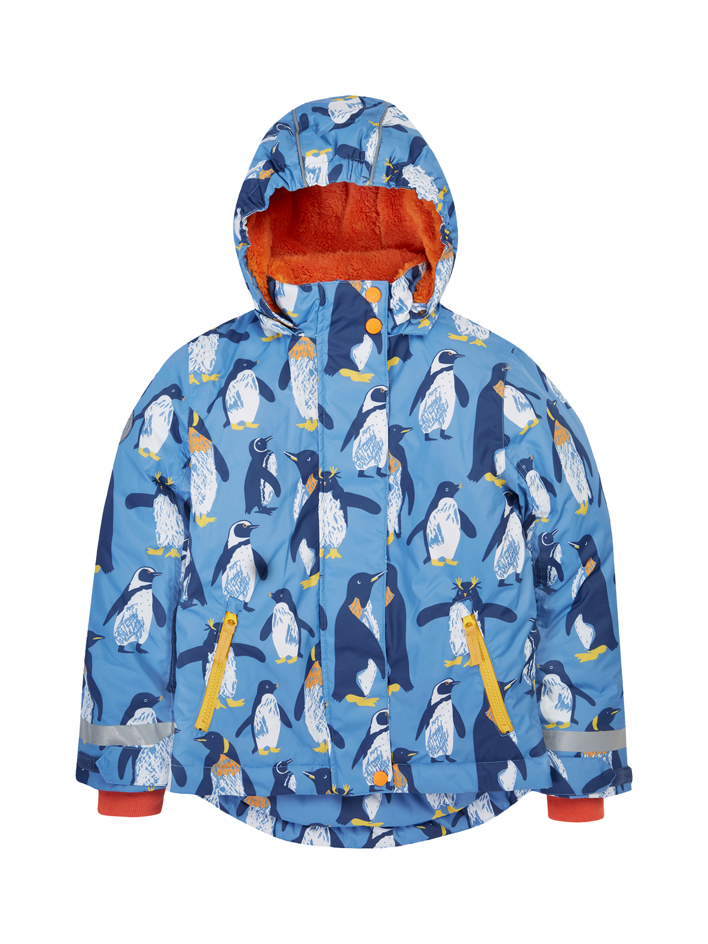 Product image 1 of 7, which shows Frugi Kids' Padded Snow and Ski Coat, Penguin Waddle, 10-11 years