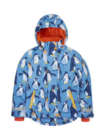 Frugi Kids' Padded Snow and Ski Coat,  Penguin Waddle, Penguin Waddle