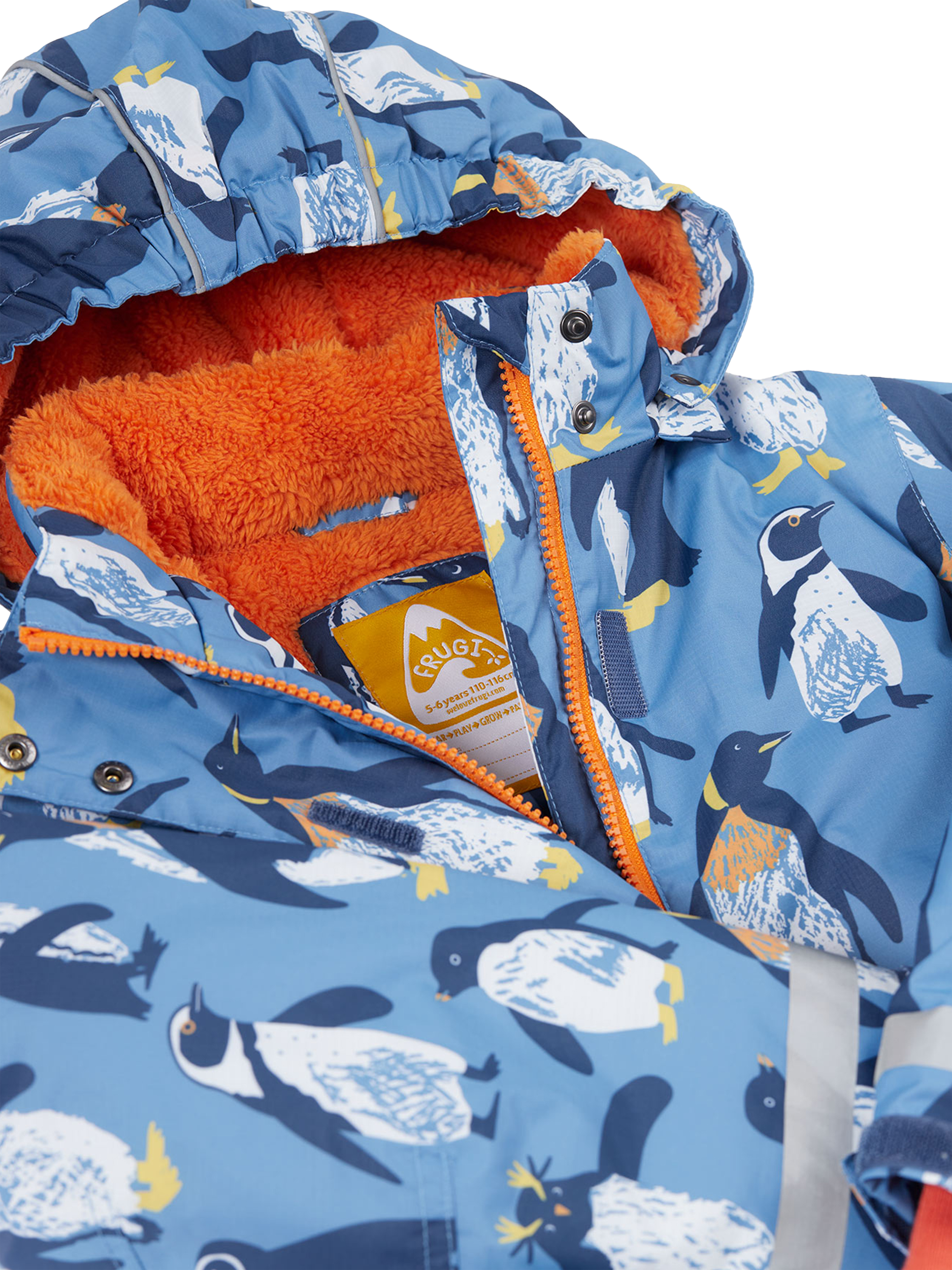 Product image 4 of 7, which shows Frugi Kids' Padded Snow and Ski Coat, Penguin Waddle, 10-11 years
