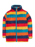 Frugi Kids' Zipped Teddy Fleece Jacket, Autumn Stripe