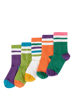 Frugi Kids' Reed Rib Socks, Pack of 5, Multi, Multi