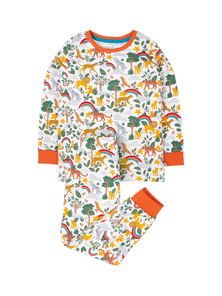 Frugi Kids' Sundown Cotton Long Sleeved Pyjamas, Into The Wild, Into The Wild