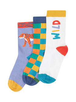 Frugi Kids' Rock My Socks, Pack of 3, Stay Wild Multipack