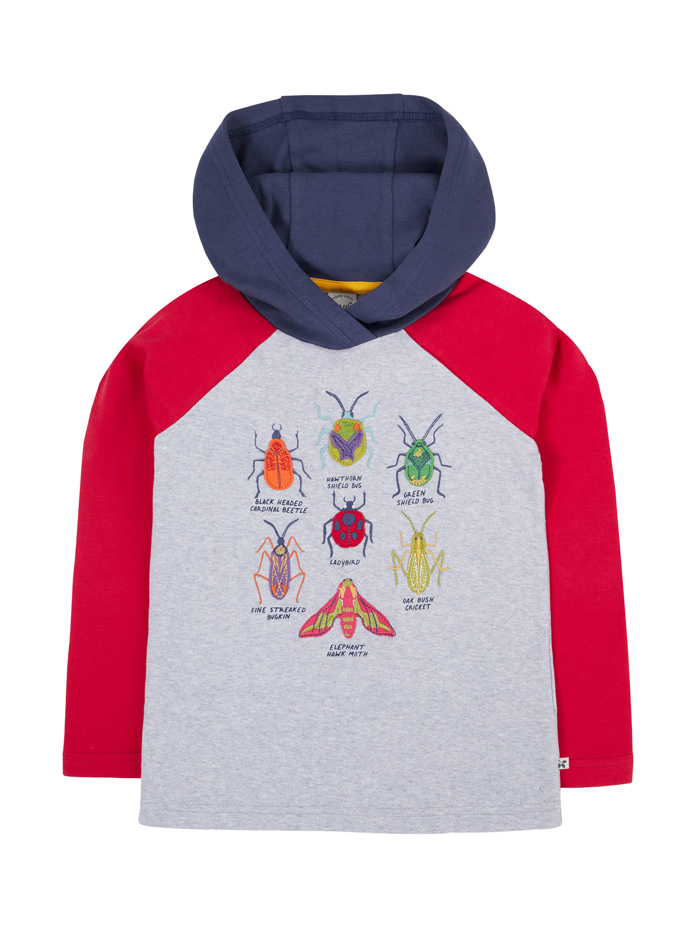 Product image 1 of 4, which shows Frugi Kids' Compass Cotton Hooded Top, Multi, 10-11 years
