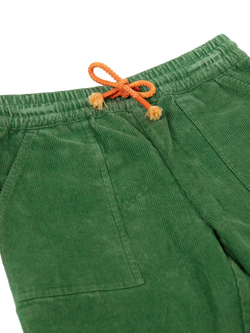 Frugi Kids' Fox Corduroy Drawstring Trousers, Holly Green - view 2, Holly Green