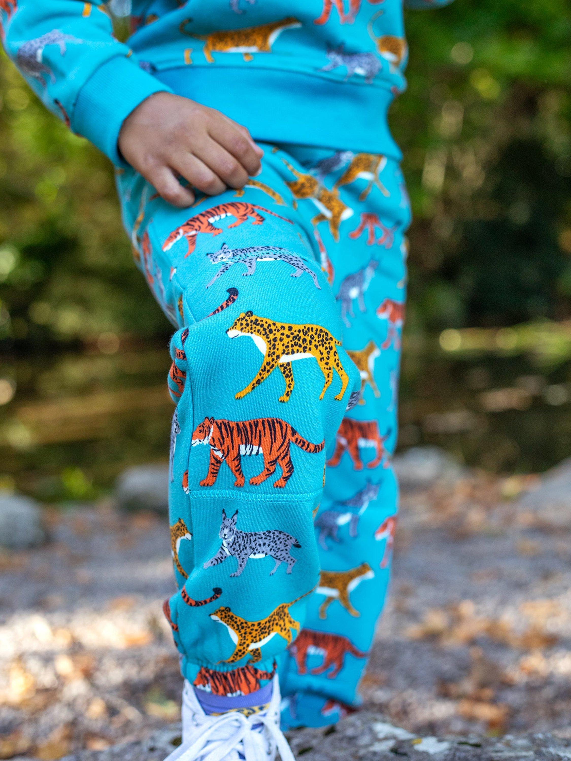 Product image 2 of 4, which shows Frugi Kids' Malpas Organic Cotton Joggers, Wild Cats, 2-3 years