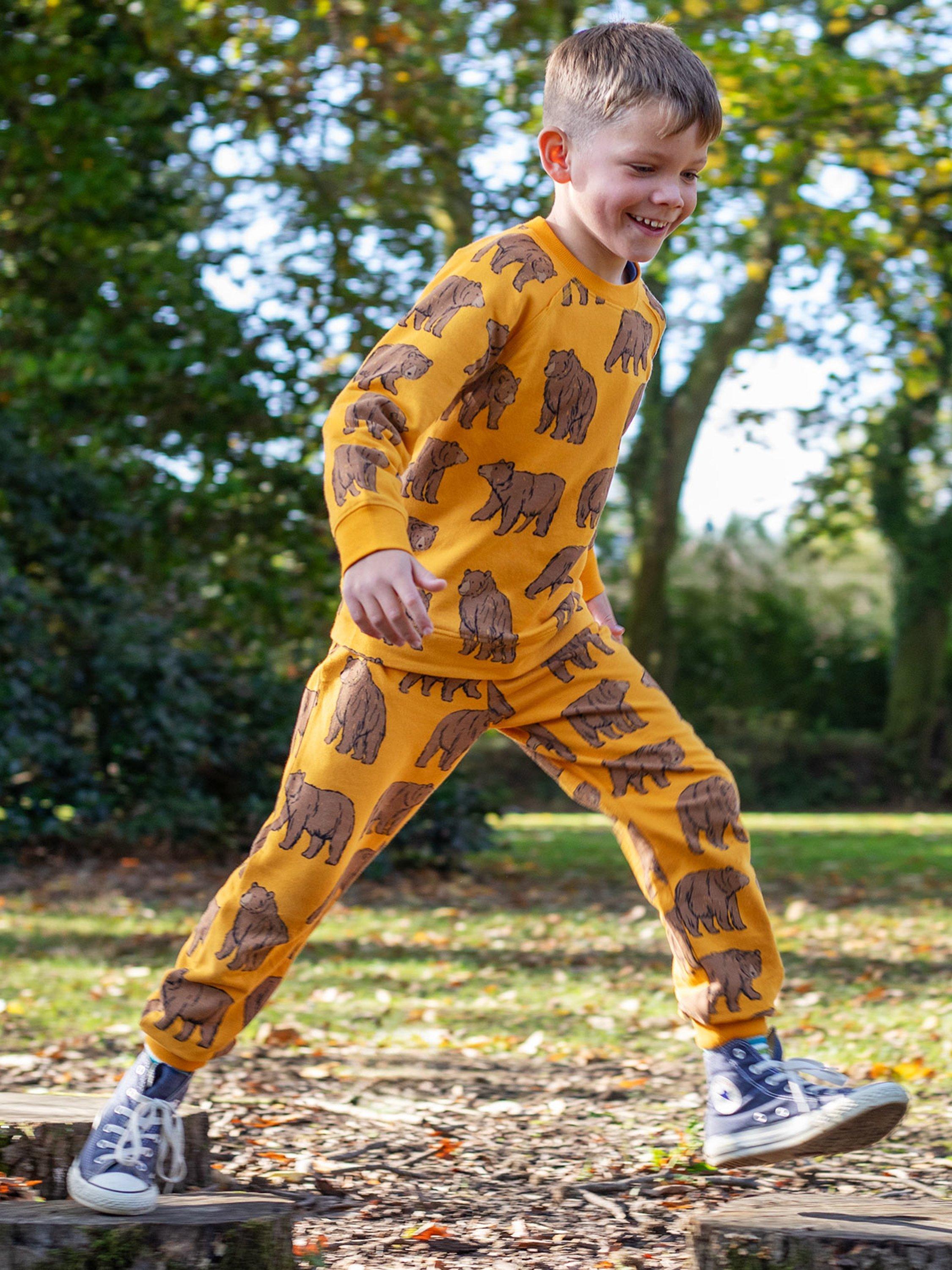Product image 2 of 4, which shows Frugi Kids Cotton Parsnip Joggers, Beary Wild, 10-11 years