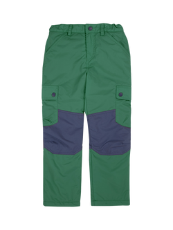 Frugi Kids' Wilderness Trousers, Holly Green/Navy, Holly Green/Navy