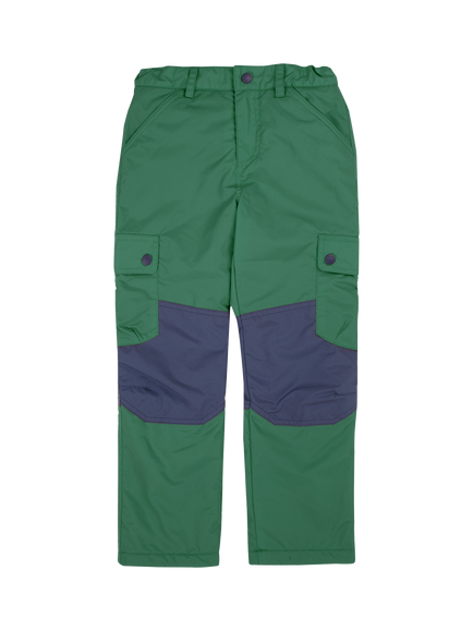 Frugi Kids' Wilderness Trousers, Holly Green/Navy, Holly Green/Navy
