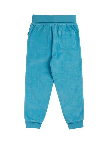 Frugi Kids' Corduroy Carrot Pull Up Trousers, Boat Blue - view 2, Boat Blue
