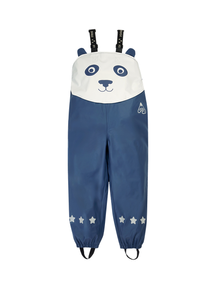 Frugi Kids' Puddle Buster Waterproof Trousers, Navy Blue/Panda, Navy Blue/Panda