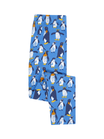 Frugi Kids' Libby Cotton Printed Leggings, Penguin Waddle, Penguin Waddle