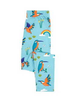 Frugi Kids' Libby Organic Cotton Printed Leggings, Kingfisher Skies