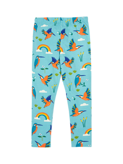Frugi Kids' Libby Organic Cotton Printed Leggings - view 2, Kingfisher Skies