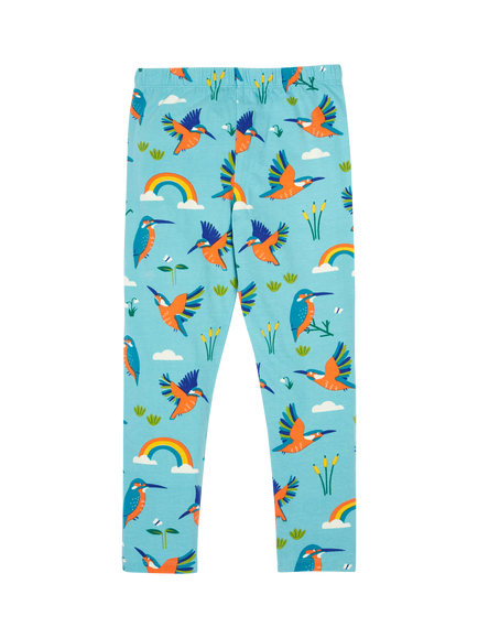 Frugi Kids' Libby Organic Cotton Printed Leggings - view 2, Kingfisher Skies