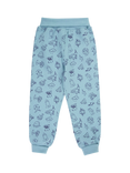 Frugi Kids' Waffle Cotton Printed Joggers, Blue
